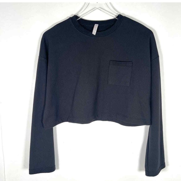 FREE PEOPLE Cropped Black Sweatshirt - Picture 3 of 11